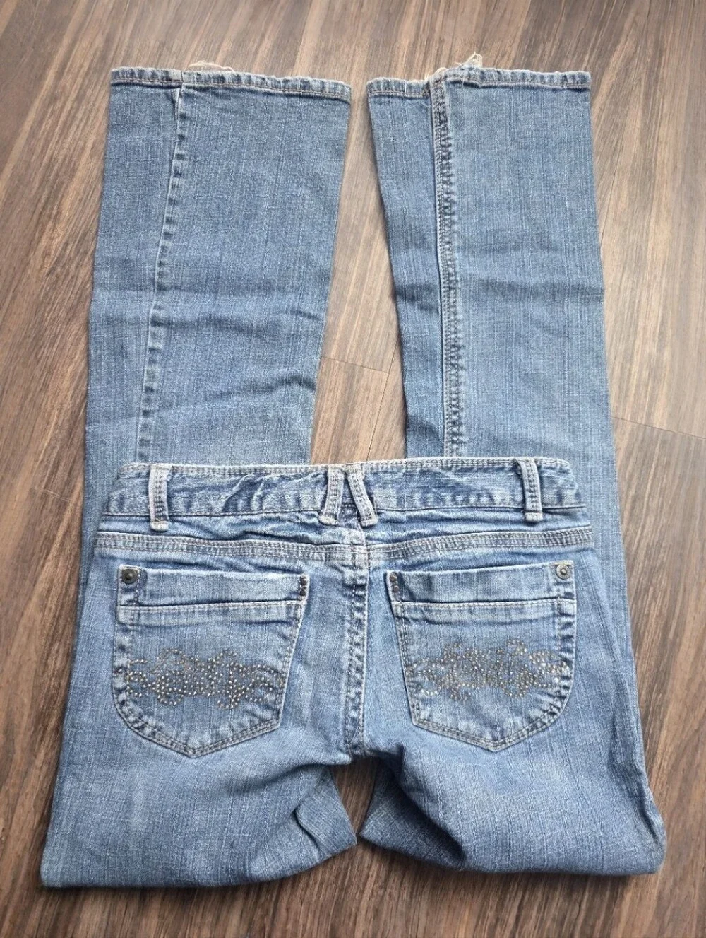 βAeropostale Vintage 2000s Medium Wash Low Rise Flared Bootcut Denim Jeans Size - Picture 3 of 7